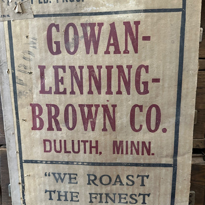 Antique 1910s Gowan Lenning Brown Coffee Cardbaord Advertising Sign