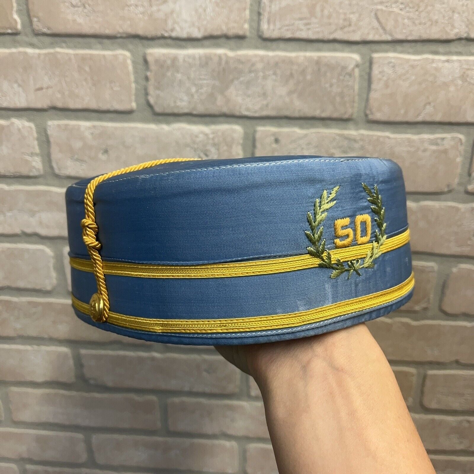 Vintage Masonic 50 Years Scottish Rite Light Blue Prayer Ritual Uniform Cap