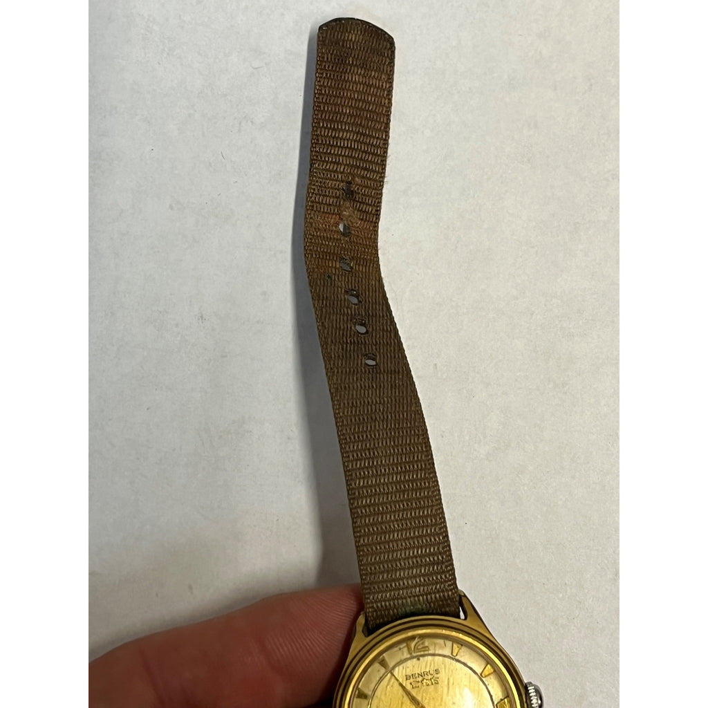 Vintage Benrus 25 Jewel Self Winding Men's Wrist Watch 3 Star Gold-Tone Running