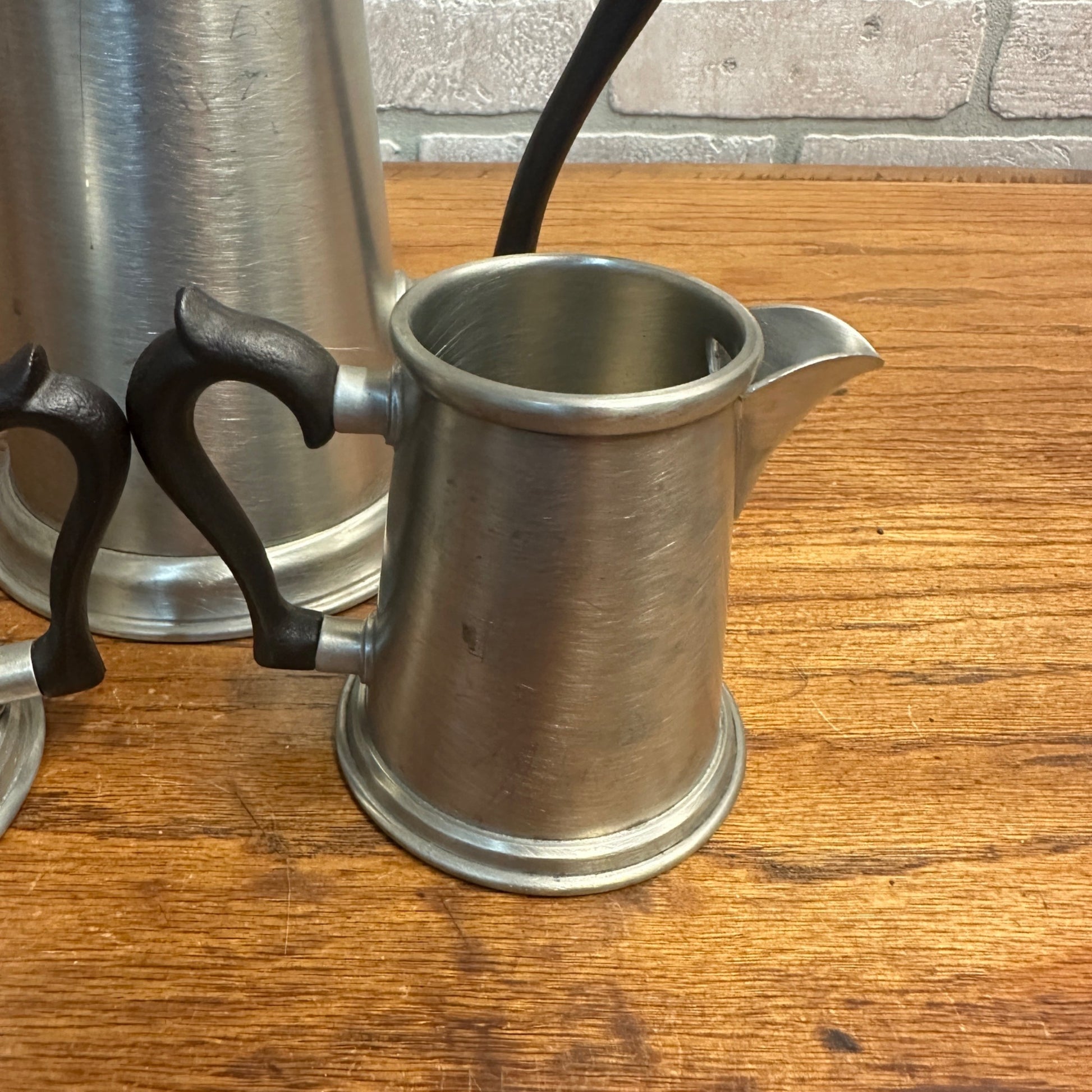 VTG Kirk Steiff Colonial Williamsburg-style Pewter Tea/Coffee Pot & Cream Sugar!