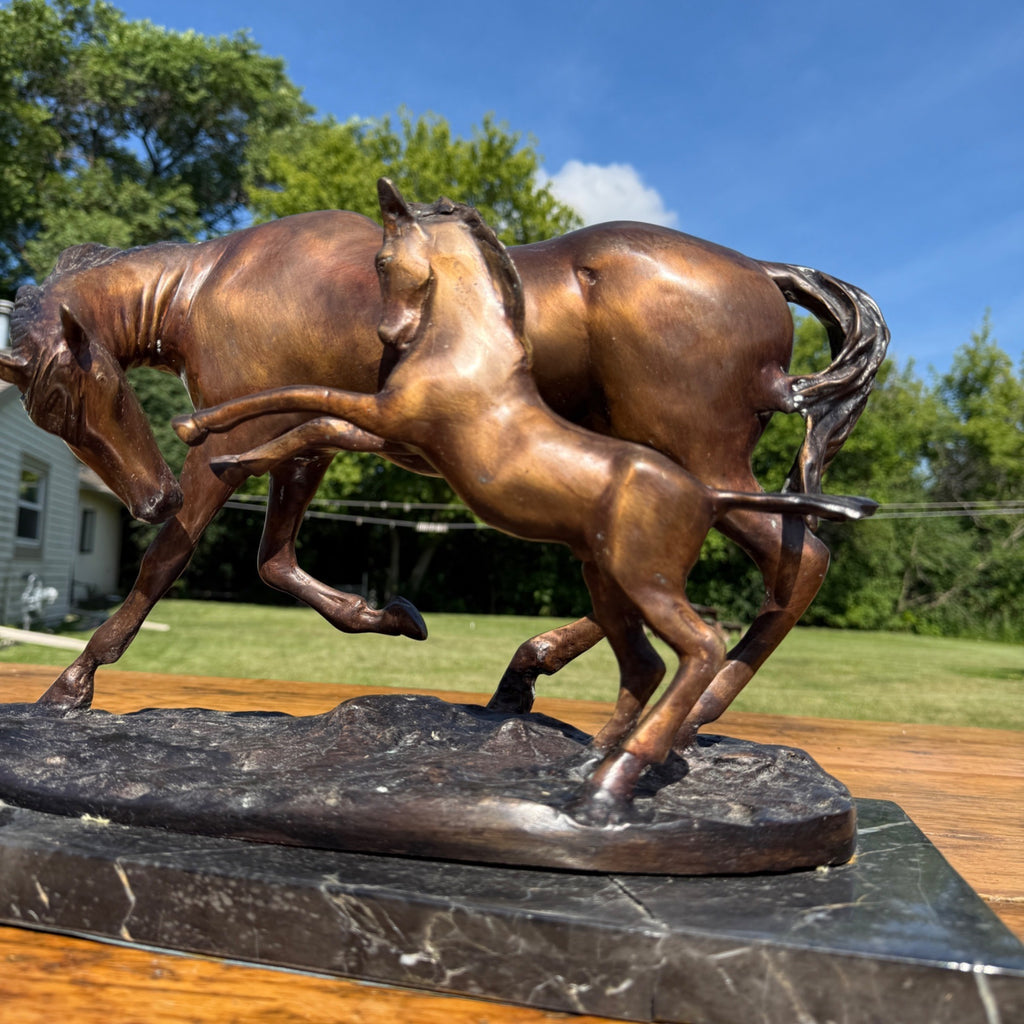 Vintage Bronze Horse Sculpture Equestrian After Pierre Jules Mene Signed