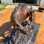 Vintage Bronze Horse Sculpture Equestrian After Pierre Jules Mene Signed