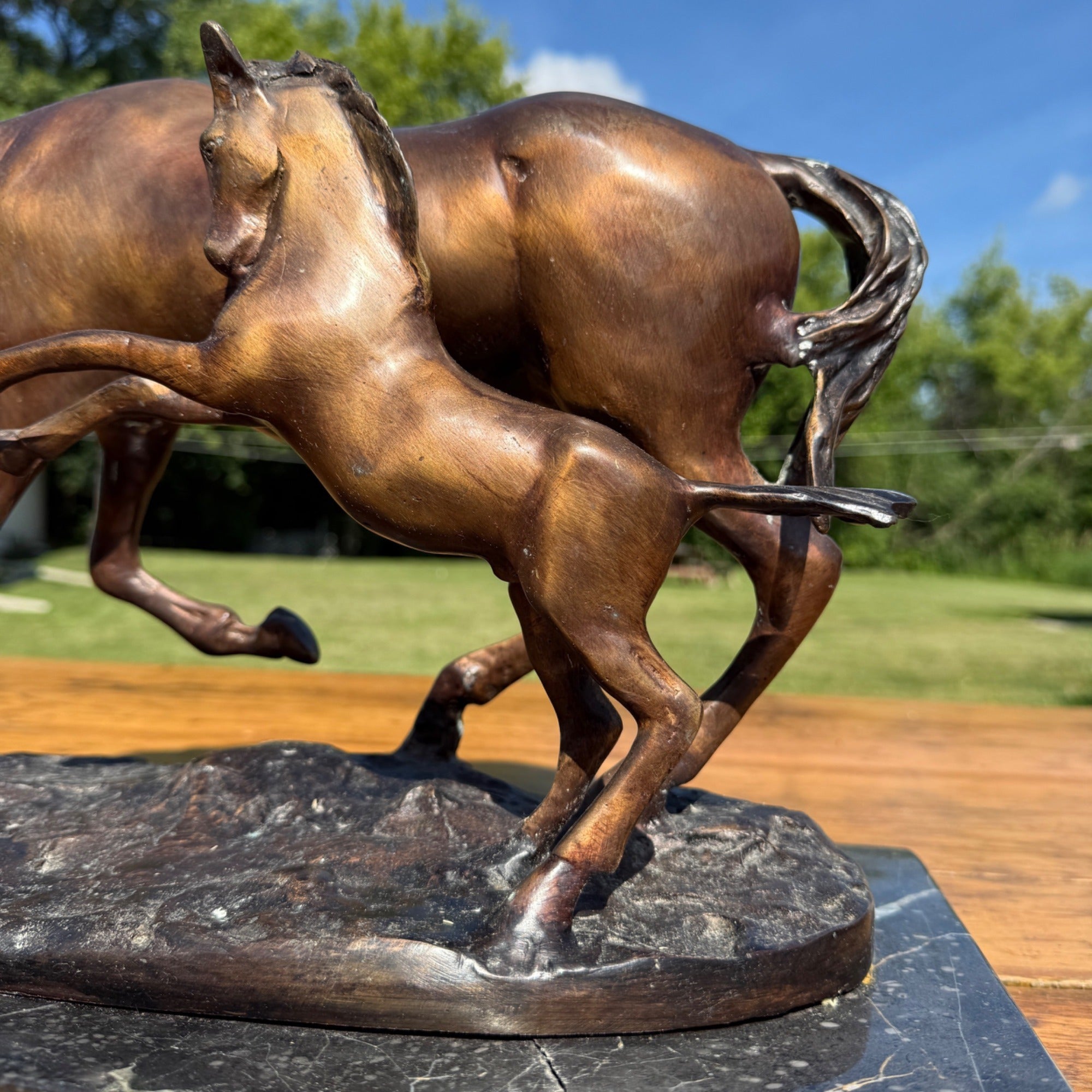 Vintage Bronze Horse Sculpture Equestrian After Pierre Jules Mene Signed