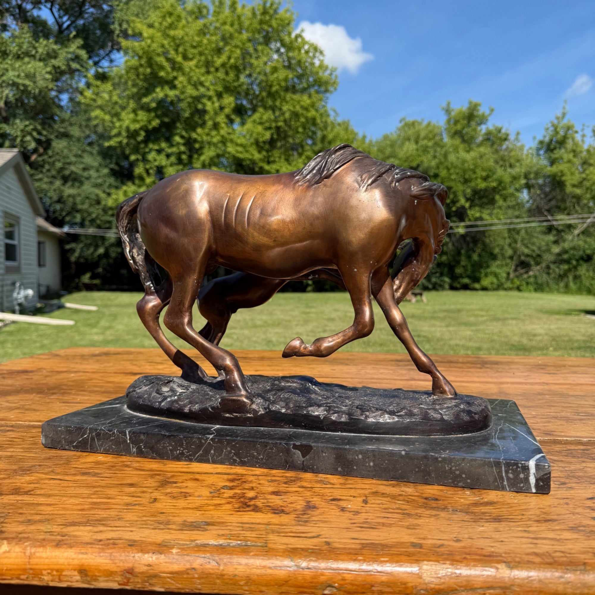 Vintage Bronze Horse Sculpture Equestrian After Pierre Jules Mene Signed