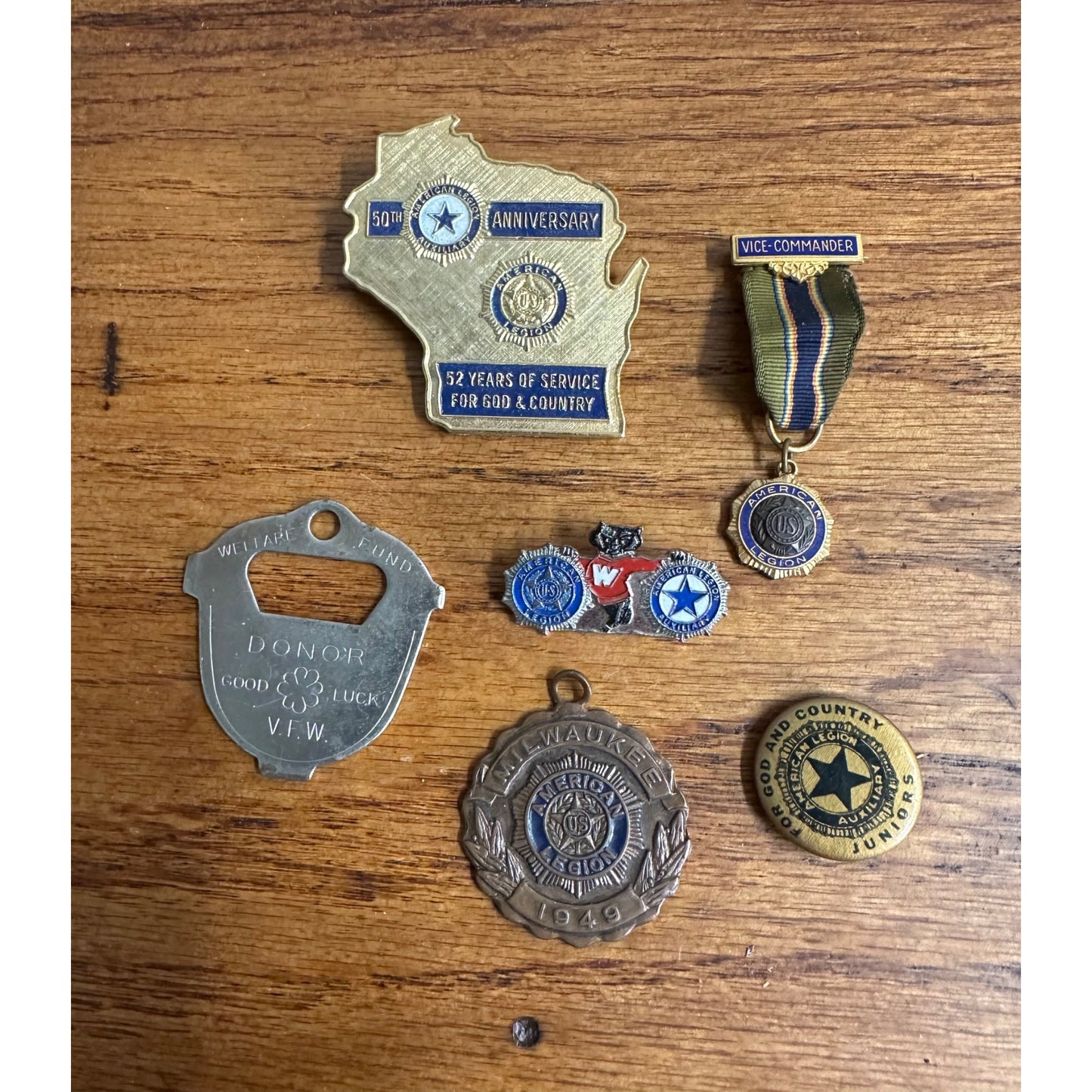 Vintage American Legion Wisconsin Veterans Medals & Pins Lot Convention