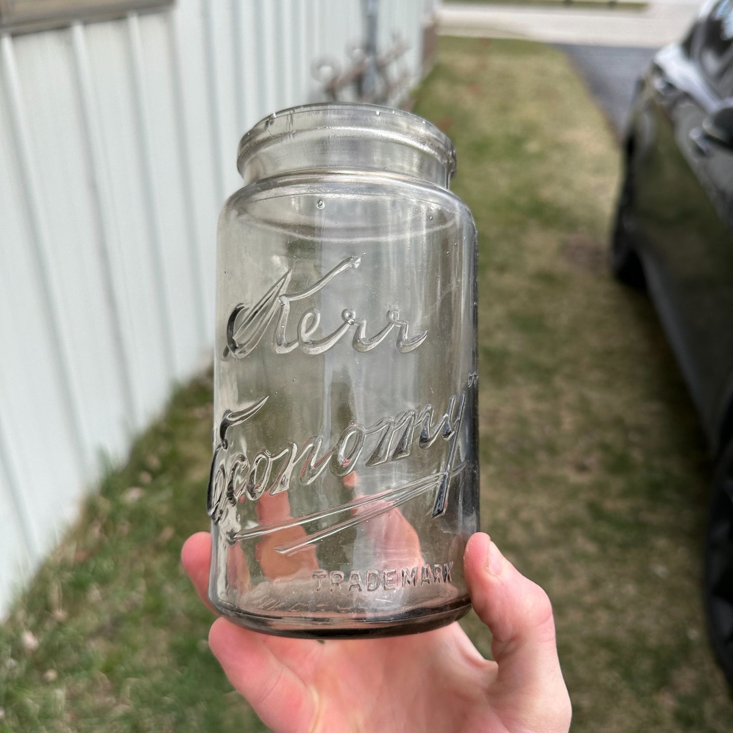 Antique 1900s Kerr Economy Deep Embossed Canning Jar ~ No Lid