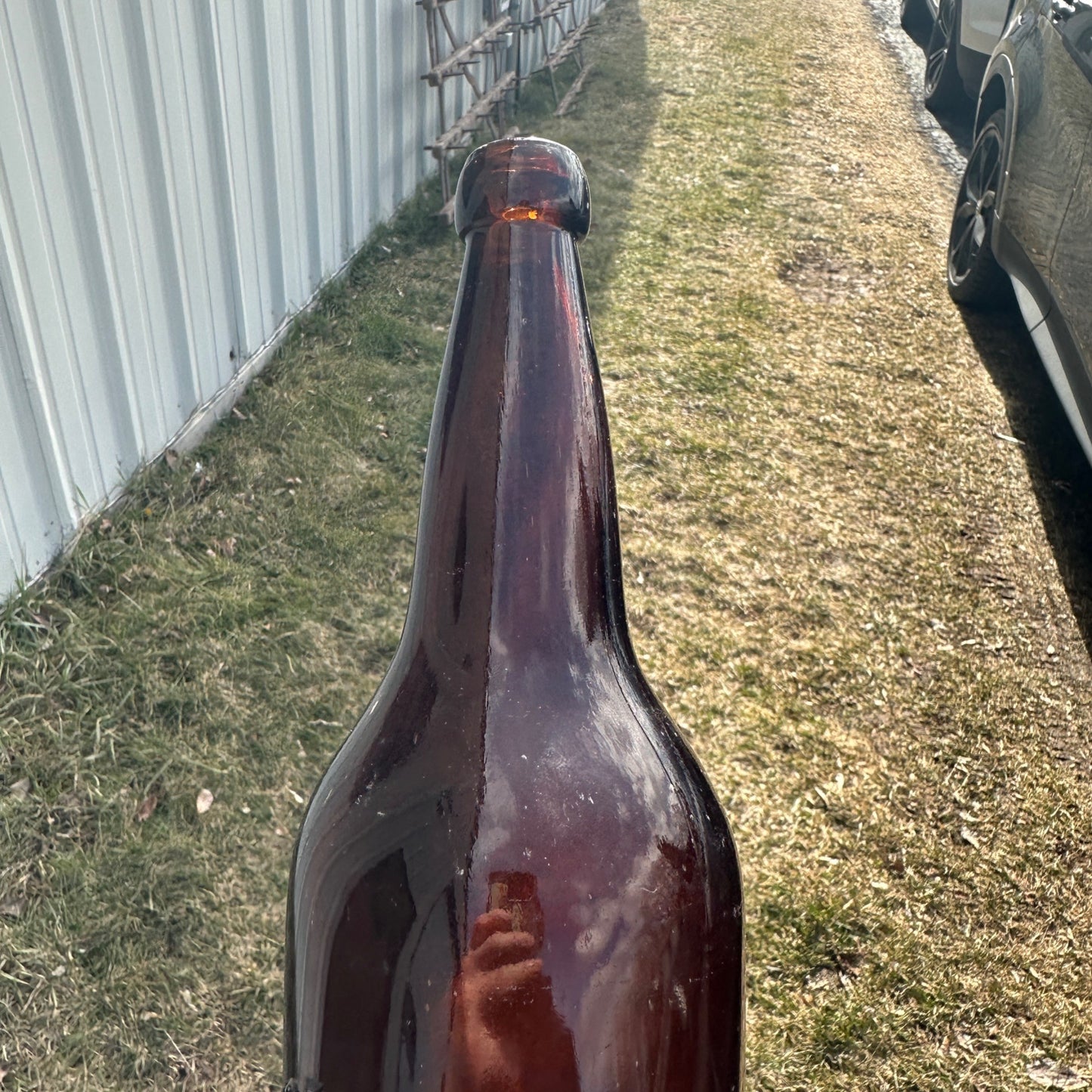 PRE-PROHIBITION SANDERS BROS QUART AMBER BROWN BEER BOTTLE FOND DU LAC WIS BLOB