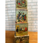 Antique 1880s Victorian Paper Litho Wood Stackable Child's Toy Blocks Fairy Tales