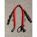 Antique Steel Horse Hames Red with Brass Ball Knobs Old Farm Equestrian 27" Pair