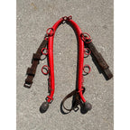 Antique Steel Horse Hames Red with Brass Ball Knobs Old Farm Equestrian 27" Pair
