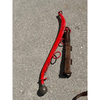 Antique Steel Horse Hames Red with Brass Ball Knobs Old Farm Equestrian 27" Pair