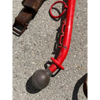 Antique Steel Horse Hames Red with Brass Ball Knobs Old Farm Equestrian 27" Pair