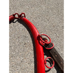 Antique Steel Horse Hames Red with Brass Ball Knobs Old Farm Equestrian 27" Pair