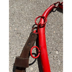 Antique Steel Horse Hames Red with Brass Ball Knobs Old Farm Equestrian 27" Pair