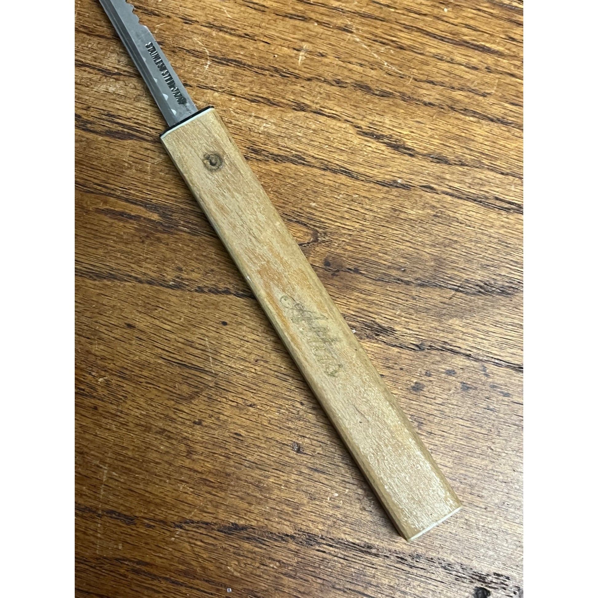 Vintage Atlas Floating Fish Knife Wooden Stainless Japan 10"