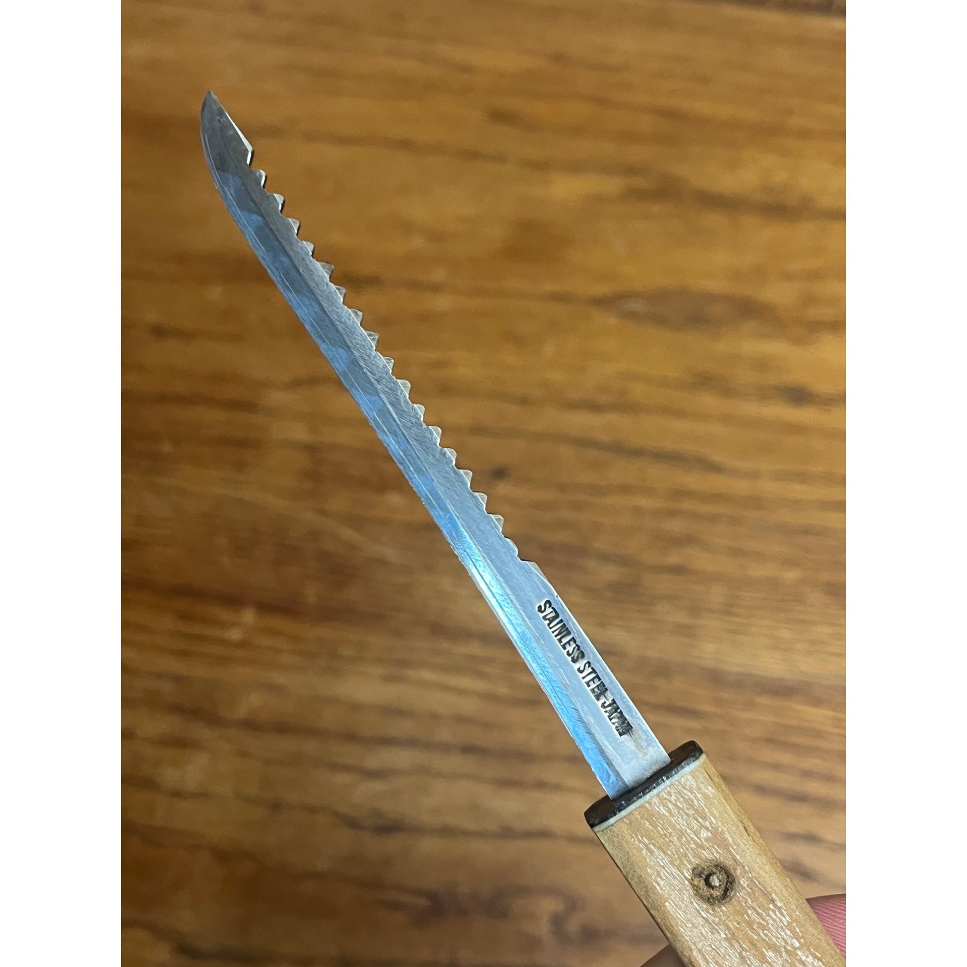 Vintage Atlas Floating Fish Knife Wooden Stainless Japan 10"