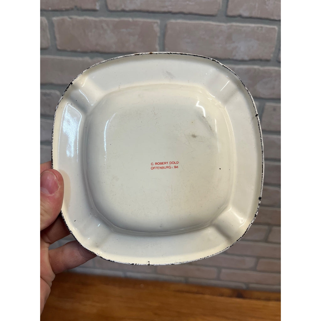 Vintage Schwabenbrau Pilsner Beer Enamel Ashtray Germany German Advertising