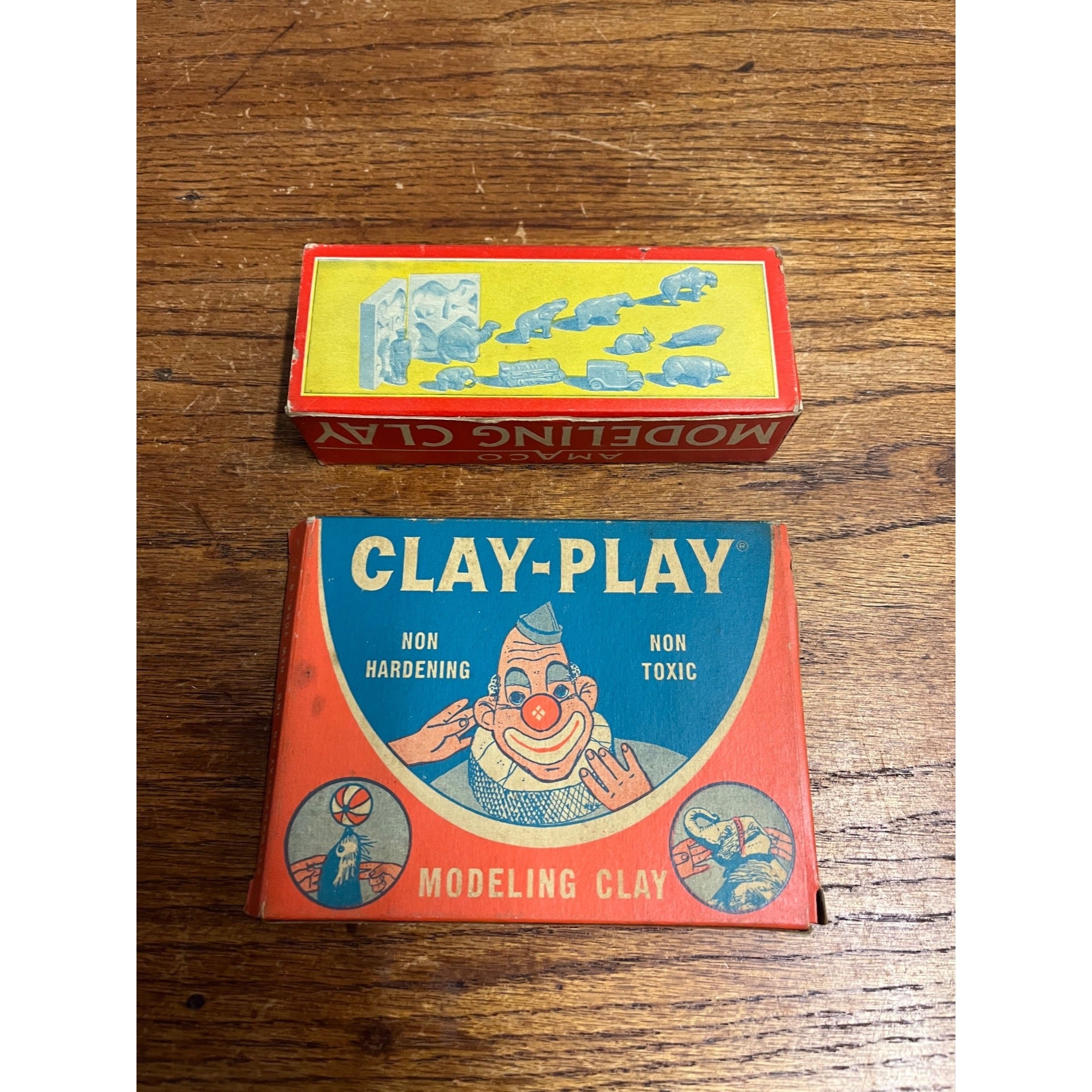 Vintage 1920s Amaco & Clay-Play Modeling Toy Clay FULL Boxes Stewart Clay Co.