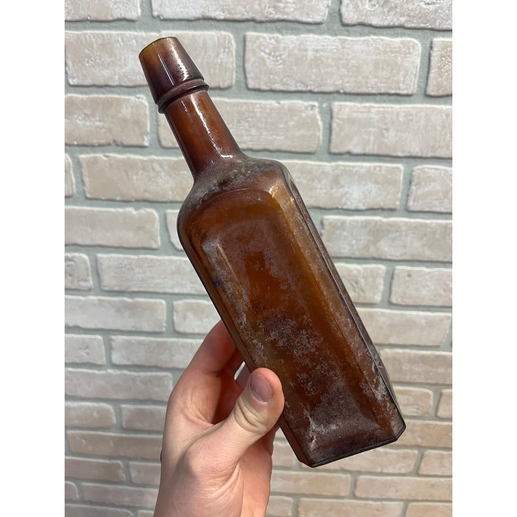Antique 1890s Paine's Celery Compound Nerve Tonic Cure Glass Amber Bottle