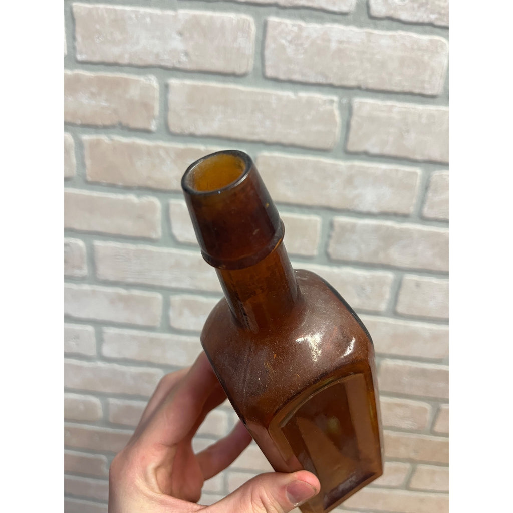 Antique 1890s Paine's Celery Compound Nerve Tonic Cure Glass Amber Bottle