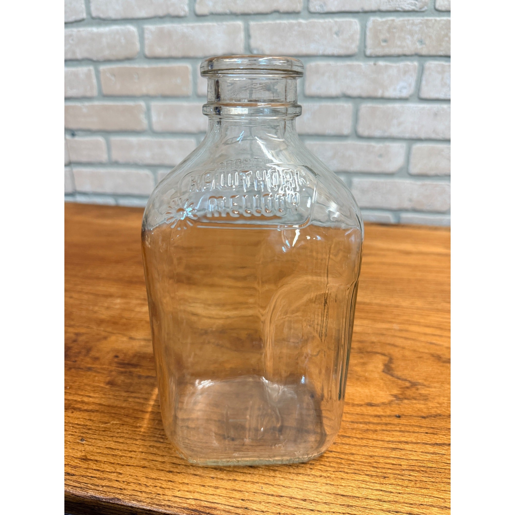 Hawthorn Mellody Embossed Half Gallon Milk Bottle Illinois