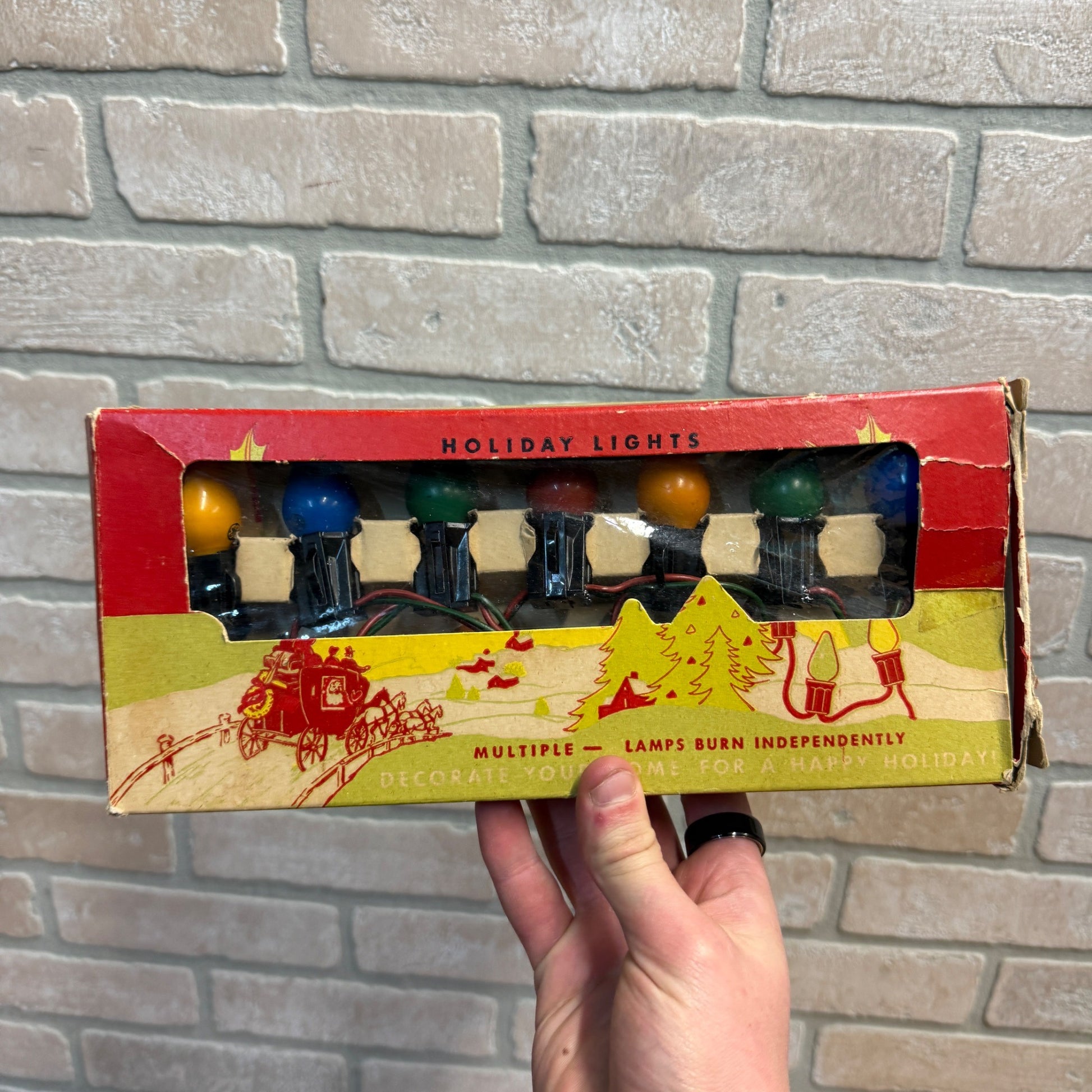 Vintage Christmas String Lights Xmas Box Decor Holiday Lights