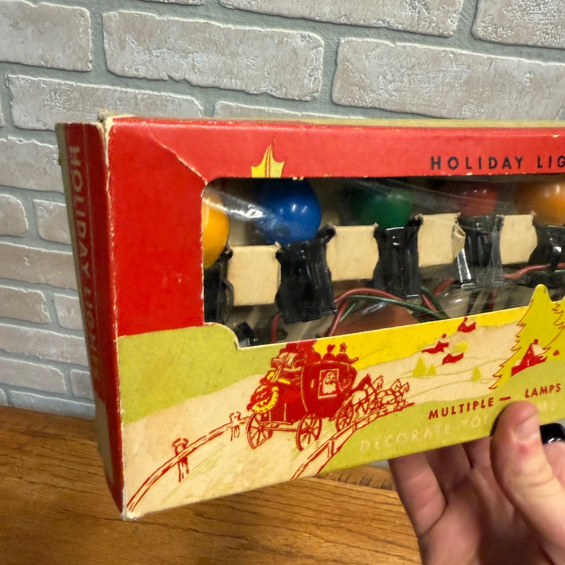 Vintage Christmas String Lights Xmas Box Decor Holiday Lights