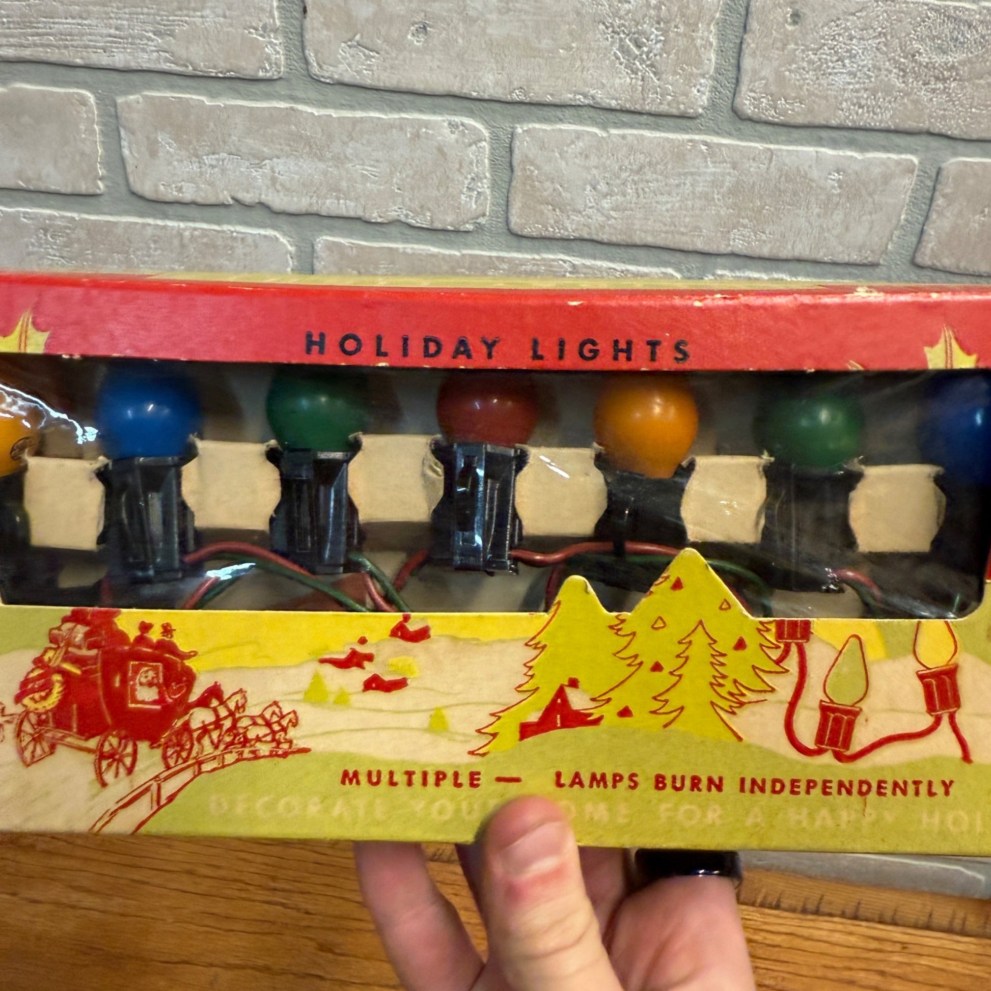 Vintage Christmas String Lights Xmas Box Decor Holiday Lights