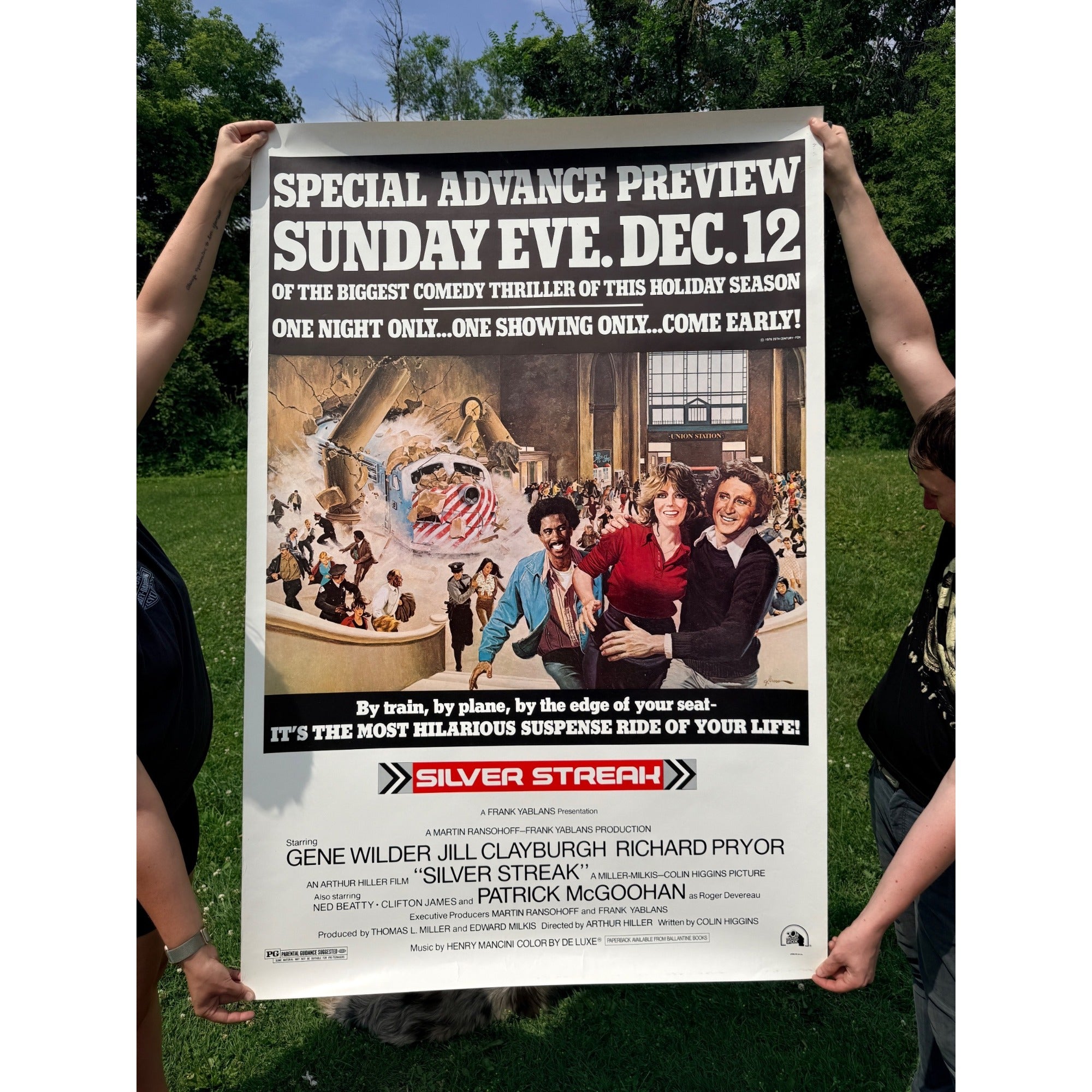 Original 1976 Silver Streak Movie Poster Large 48x60 Advance Preview Gene Wilder