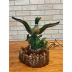 Vintage MCM Mallard Duck Rising Ceramic TV Lamp Planter Works
