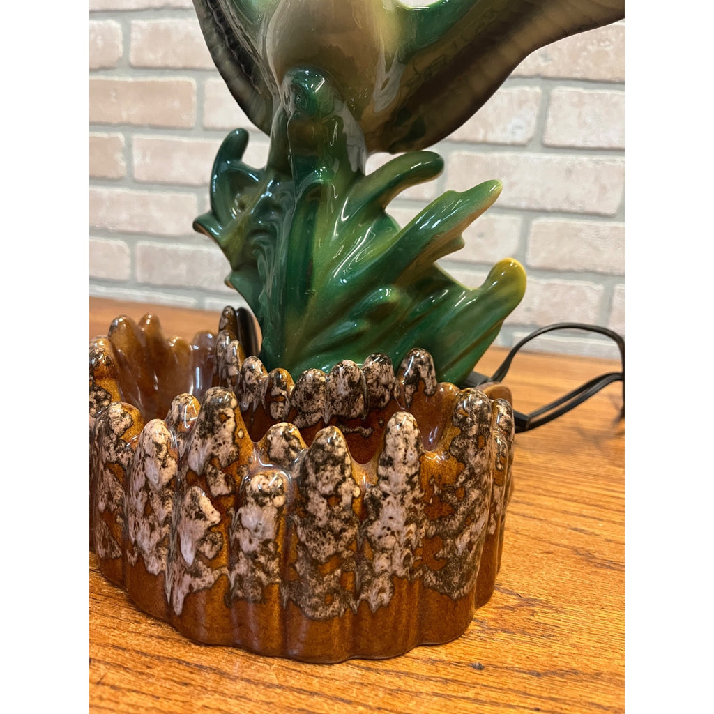Vintage MCM Mallard Duck Rising Ceramic TV Lamp Planter Works