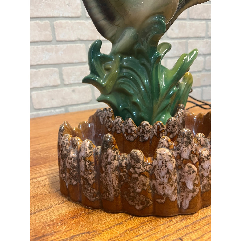 Vintage MCM Mallard Duck Rising Ceramic TV Lamp Planter Works