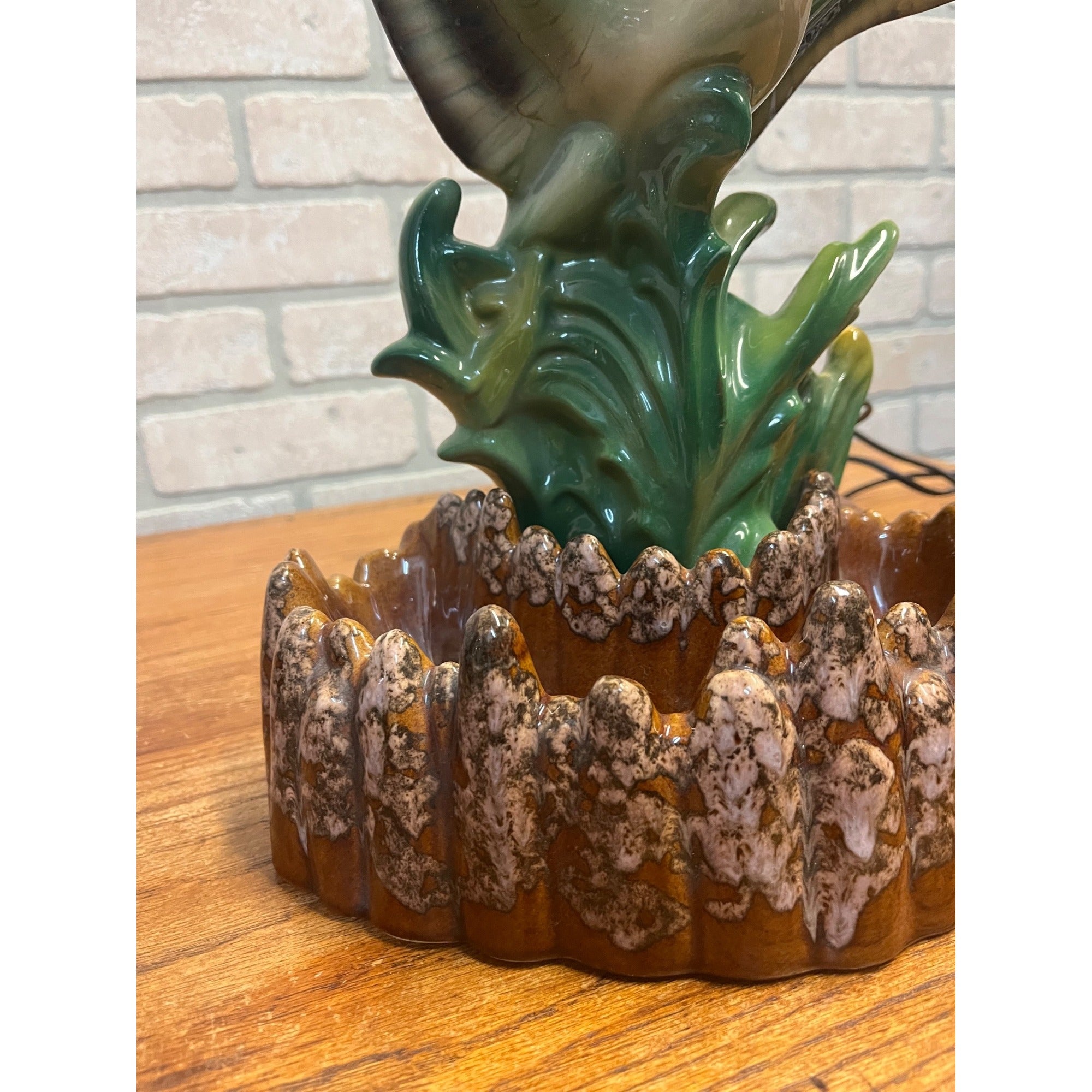 Vintage MCM Mallard Duck Rising Ceramic TV Lamp Planter Works