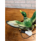 Vintage MCM Mallard Duck Rising Ceramic TV Lamp Planter Works
