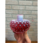 Vintage Fenton Cranberry Opalescent Hobnail Candleholder