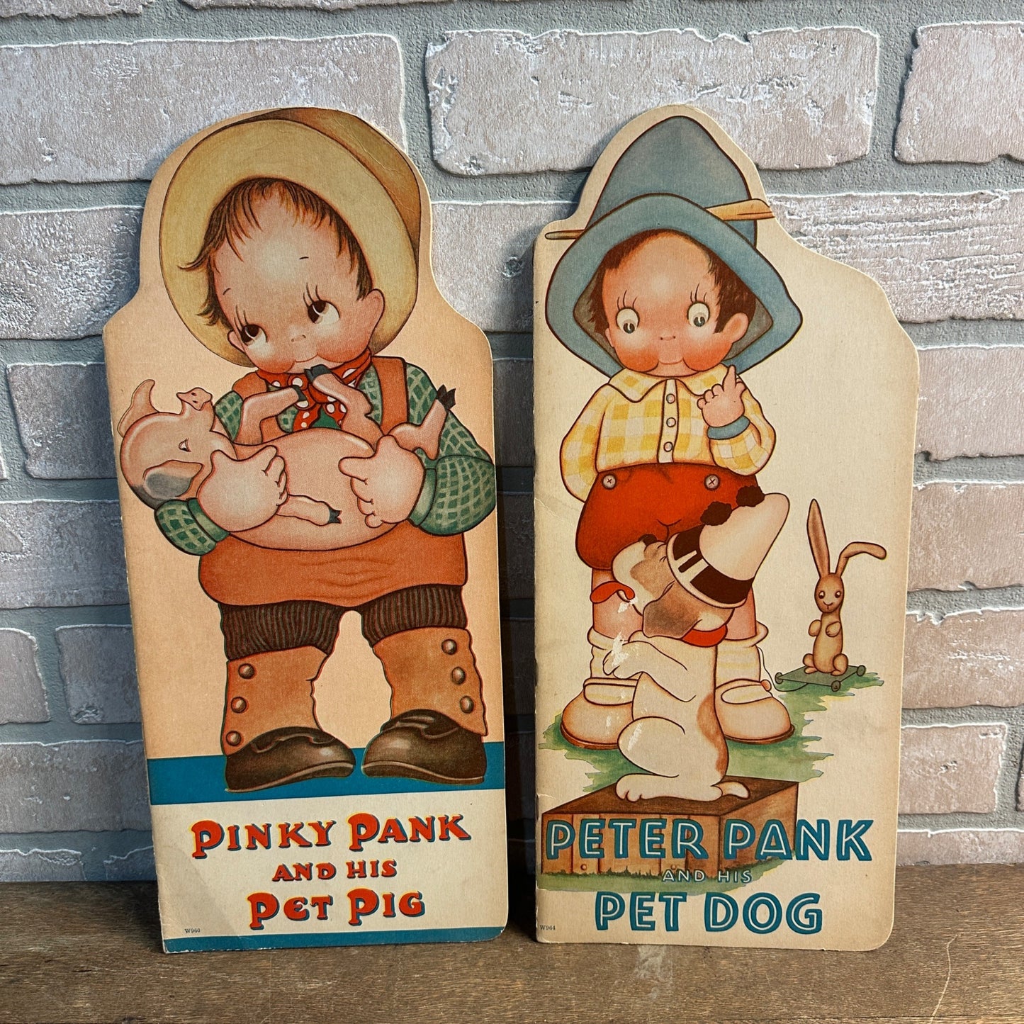 Vintage 1920s Peter Pank & His Dog + Pinky Pank & Pet Pig Children's Books