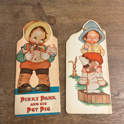 Vintage 1920s Peter Pank & His Dog + Pinky Pank & Pet Pig Children's Books