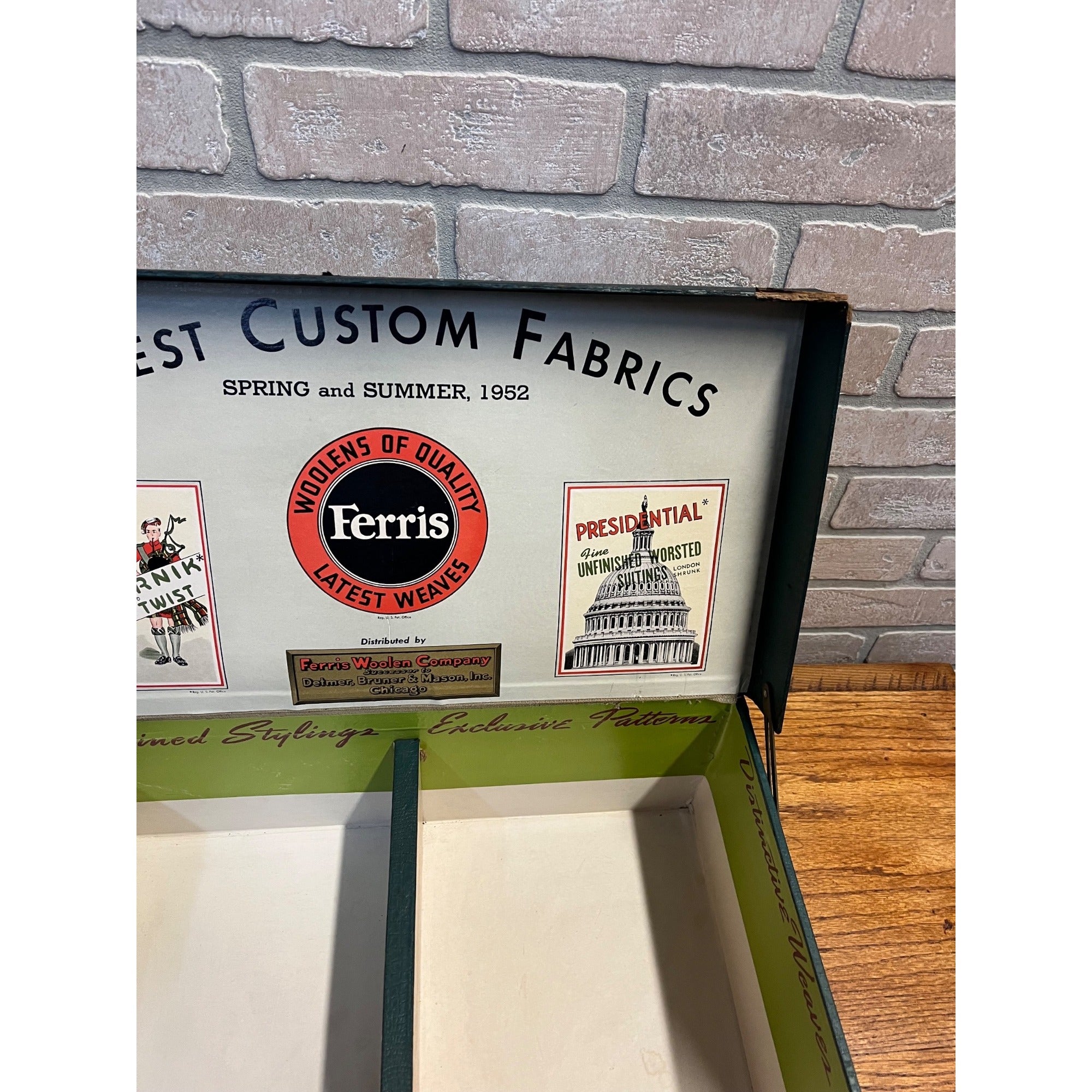 Vintage Ferris Woolen Co. Spring / Summer 1952 Advertising Store Display Box Chicago