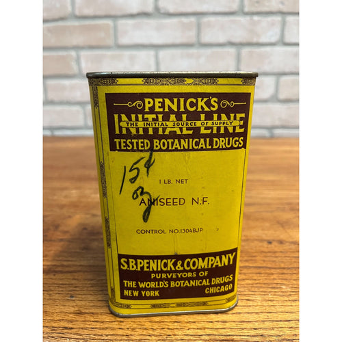 Antique Pharmacy Apothecary Penick's Aniseed Powdered In Tin Cardboard