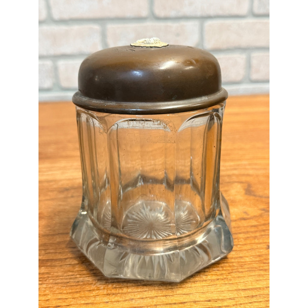 Antique c1900 Art Nouveau Cameo Glass Tobacco Humidor Jar Bronze Lid
