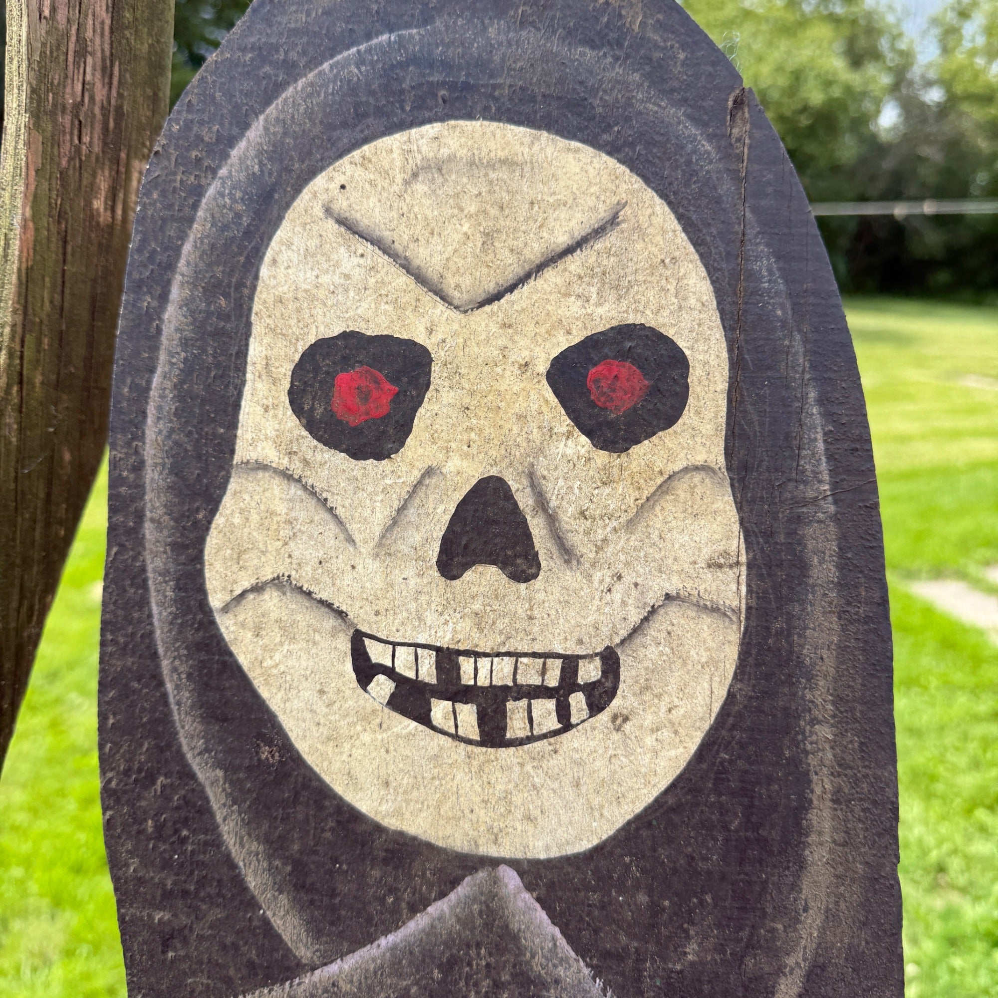 Vintage Standing Grim Reaper Folk Art 6ft Halloween Car Club Sign