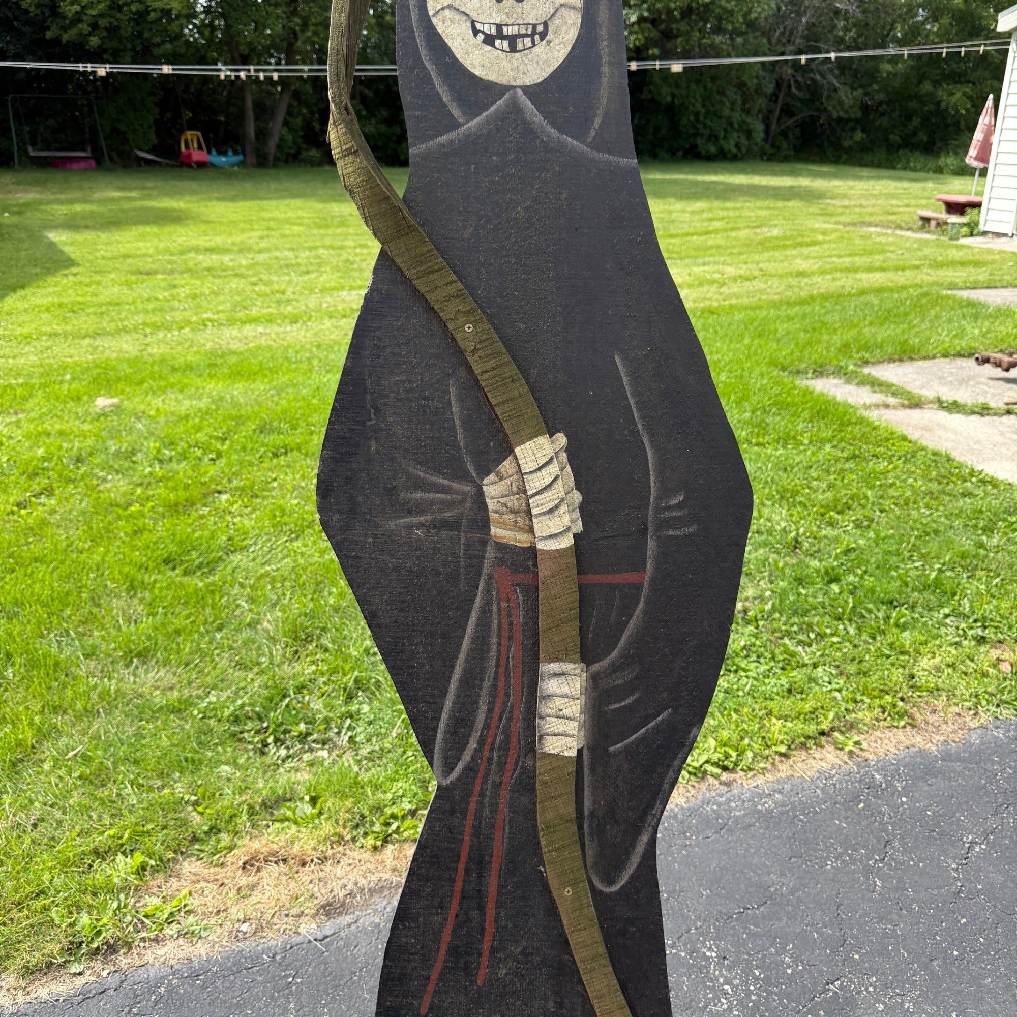 Vintage Standing Grim Reaper Folk Art 6ft Halloween Car Club Sign