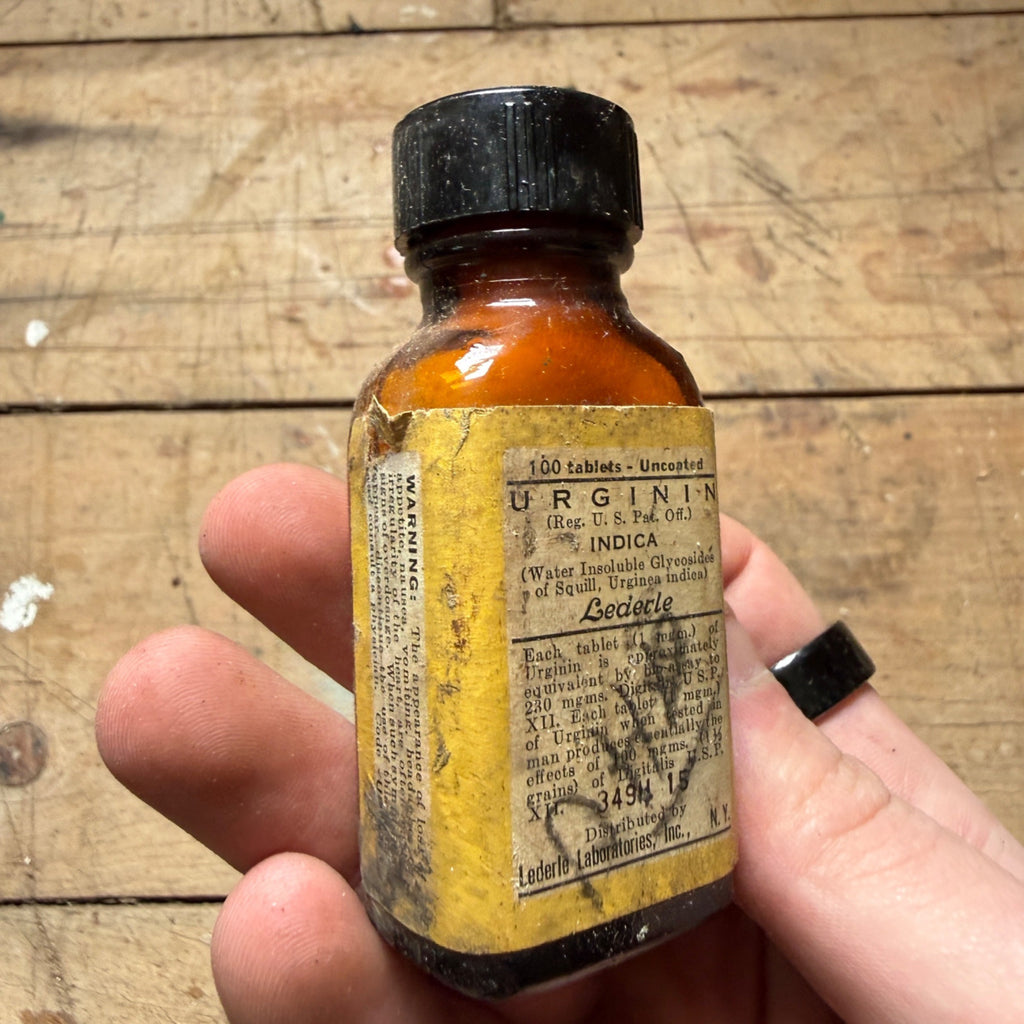 Vintage Urginin Indica Tablets Lederle Drug Store Pharmacy Medicine Bottle