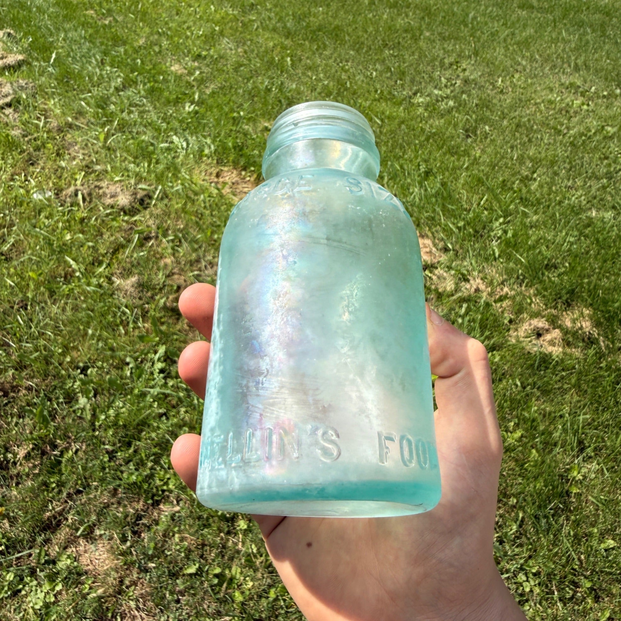 1900s Large-Size Mellin's Infant Food Co Jar Vintage Antique Bottle Crude Blue