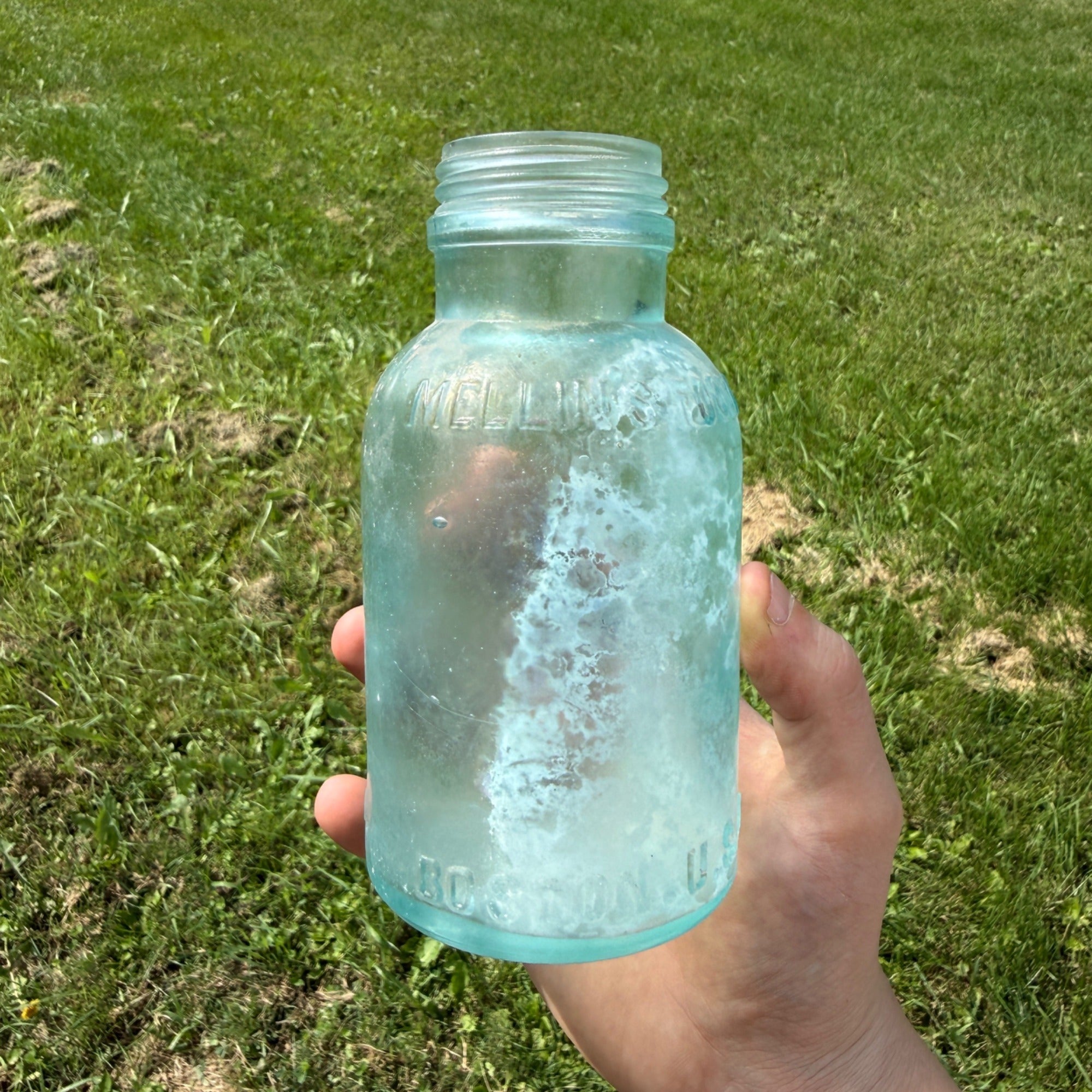 1900s Large-Size Mellin's Infant Food Co Jar Vintage Antique Bottle Crude Blue
