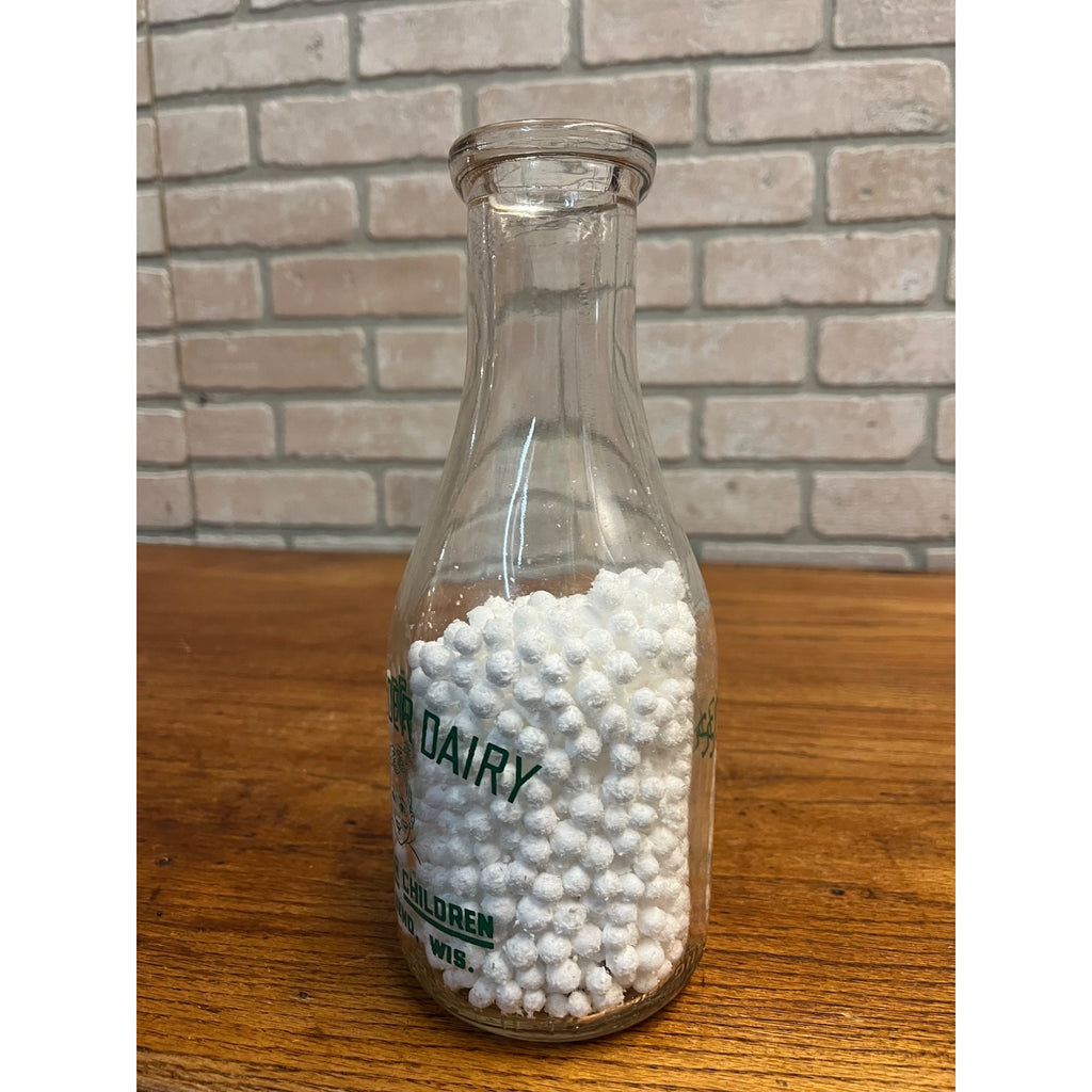 Vintage Schroeder Dairy West Bend Wis Quart Milk Bottle WI Wisconsin