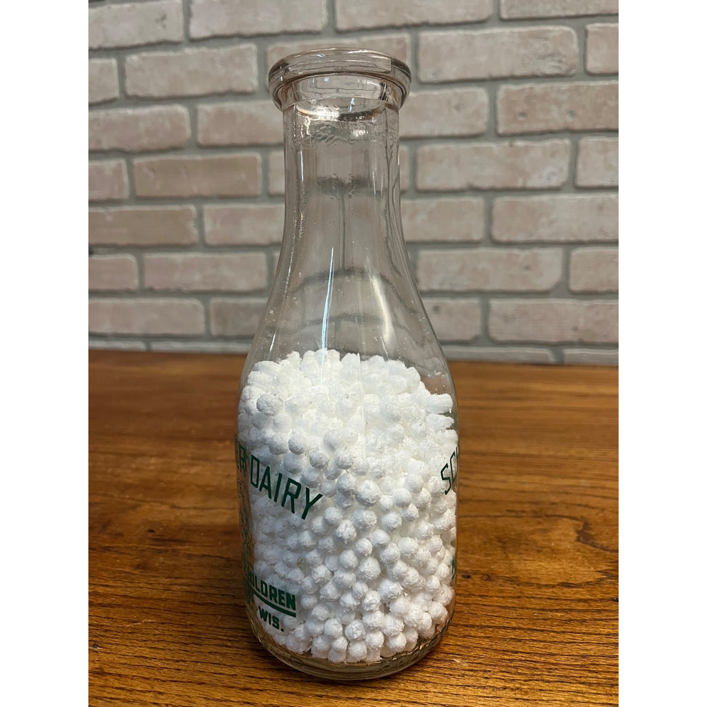 Vintage Schroeder Dairy West Bend Wis Quart Milk Bottle WI Wisconsin
