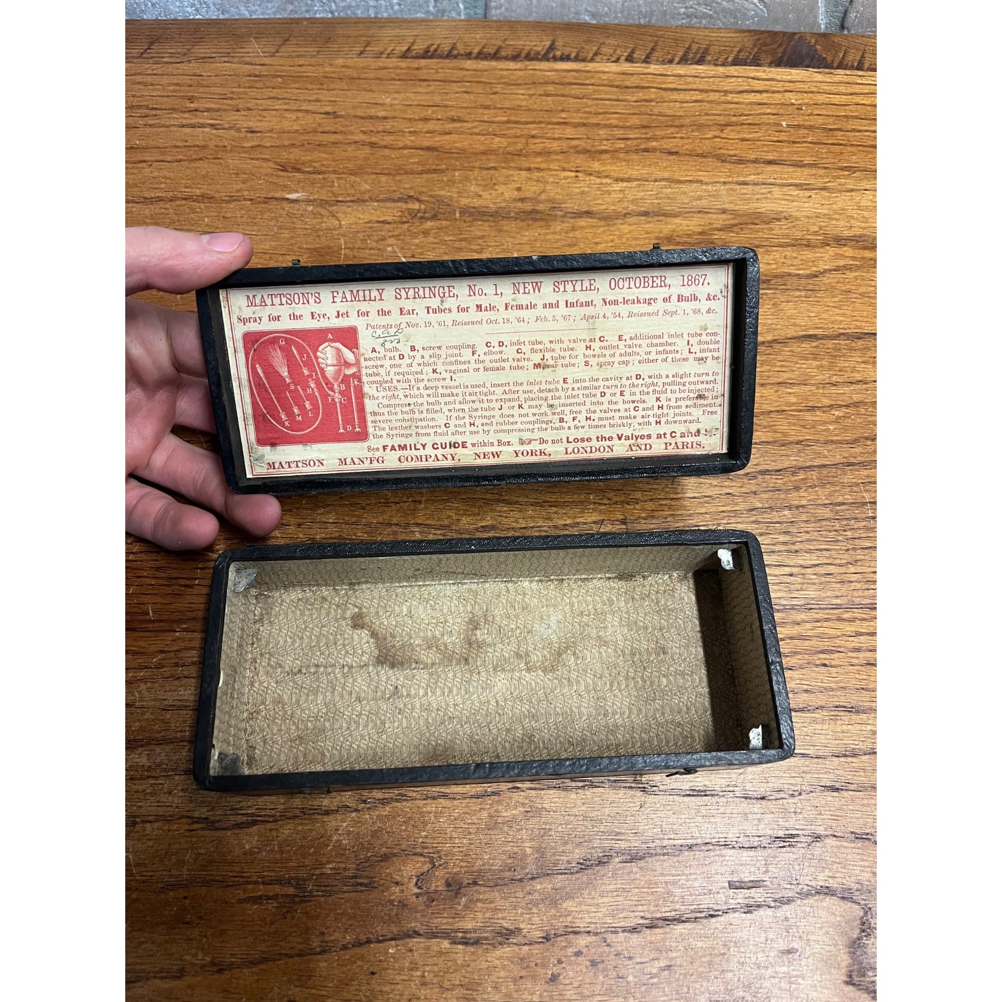 Rare Antique Mattsons Family Syringe Box - Unique Medical Collectible