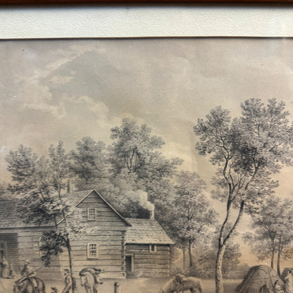 EARLY LITHOGRAPH OF FOND DU LAC IN 1837 BY CHICAGO LITHOGRAPHING COMPANY WIS