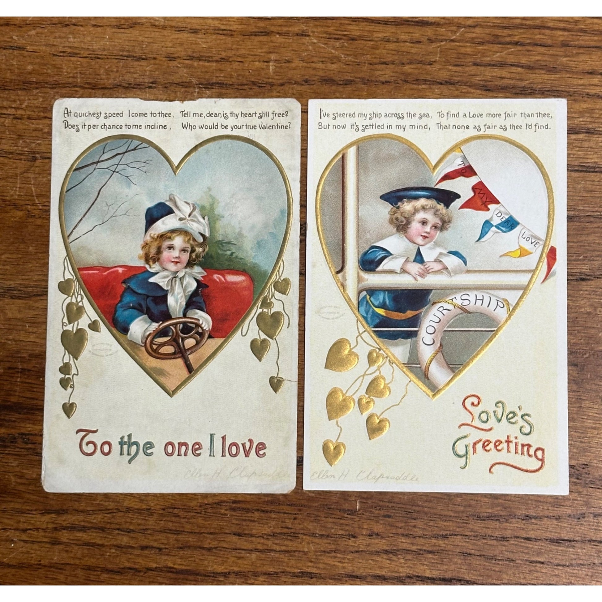 Vintage Ellen Clapsaddle Artist Signed Postcards (2) Valentines Day No. 2737